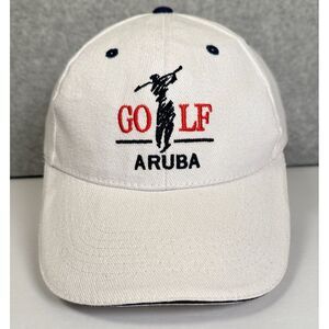 Aruba Golf One Happy Island Hat Mens White Adjustable Strap Back‎ 100% Cotton